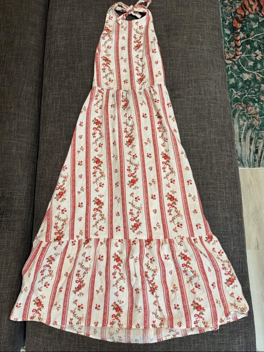 Reformation Enna Linen Halter Maxi Dress Floral Cottagecore Size 6 - Picture 4 of 8